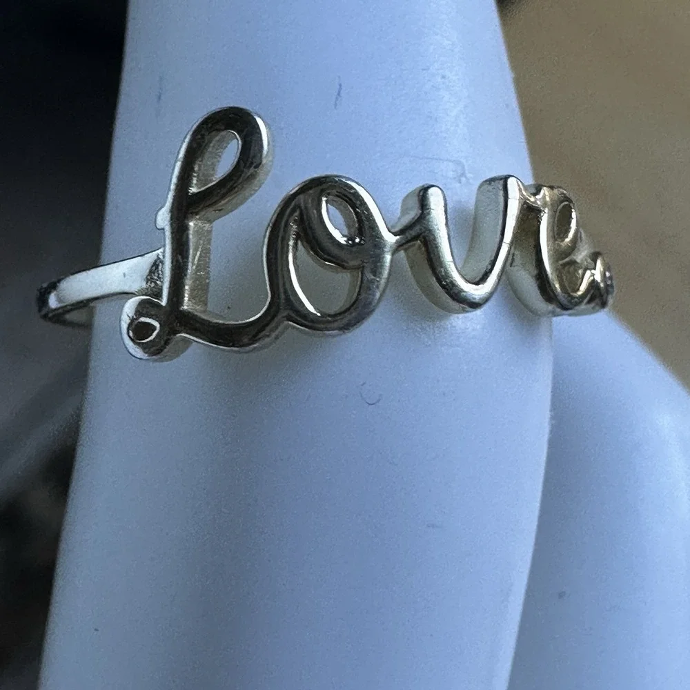 Vintage Accent Love Ring Size 7.25 Promise Gift Clear CZ Gem 925 Sterling 1.2g